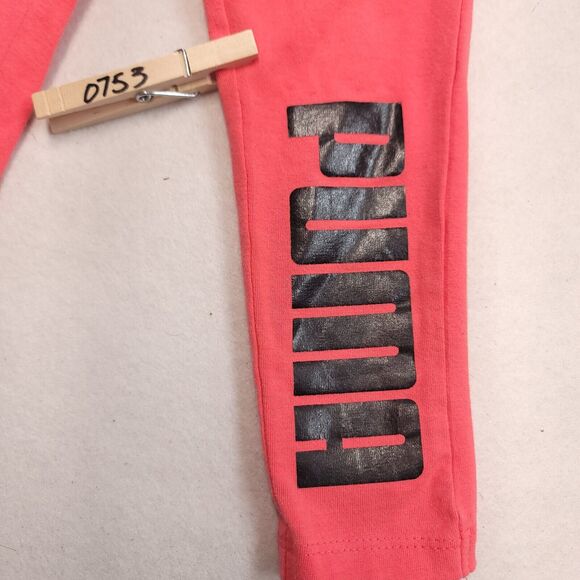 Puma Athletic Pull On Running Pants Youth Girls Size 4 Pink Black - Picture 5 of 8